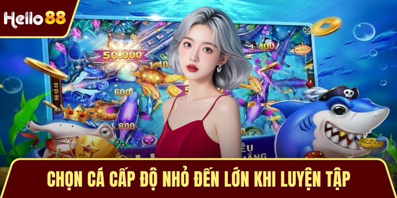 Bắn Cá Thần Tài - Trò Chơi Đổi Thưởng Cuốn Hút Hiện Tại Chọn cá cấp độ nhỏ đến lớn khi luyện tập